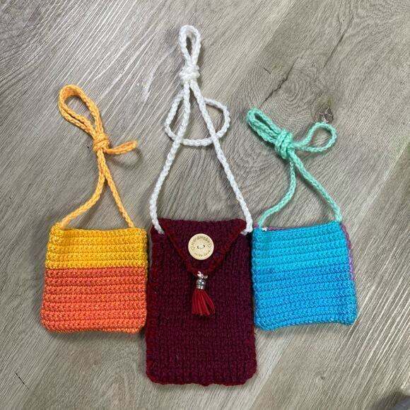 Handmade Crochet Mini Bag Set - Unbranded Multicolor Bags Pouch Lot - Picture 12 of 12